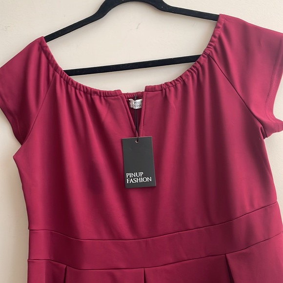 Women's Plus Size Off Shoulder Midi High Low Dress - Picture 10 of 10